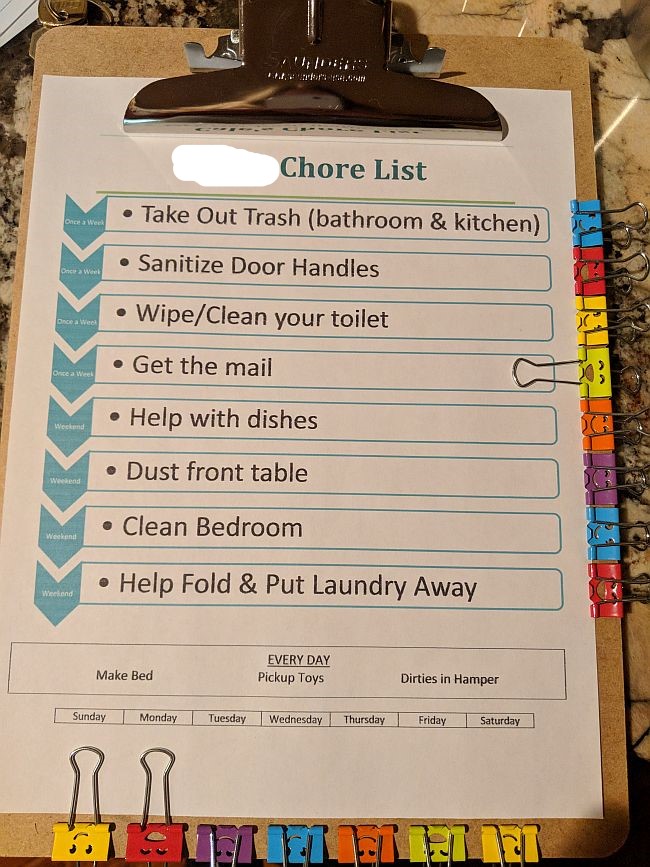 chore chart sample